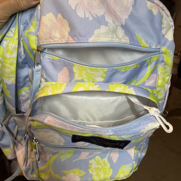 Jan Sport lJS0A47JK Big Student Backpack pastel pink ,yellow and blue Floral - Picture 2 of 8